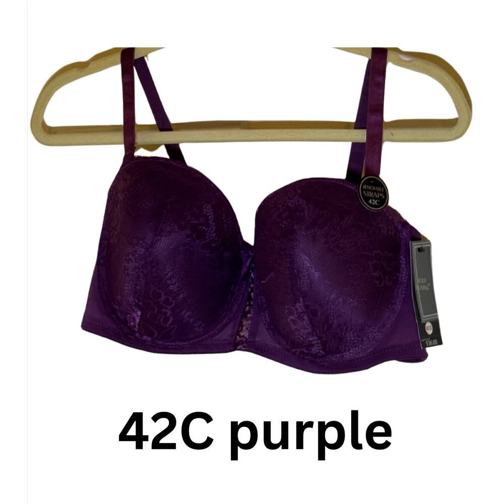 NWT 42C Body Frosting Bra 2X purple sexy lace MSRP $36